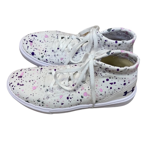 Under Armour Kick It 2 Splatter Mid Top Sneakers Size 2.5 Youth - Picture 6 of 9